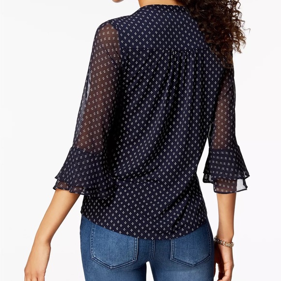 CHARTER CLUB
Petite Printed Pintuck Top, intrepid blue - Picture 2 of 4